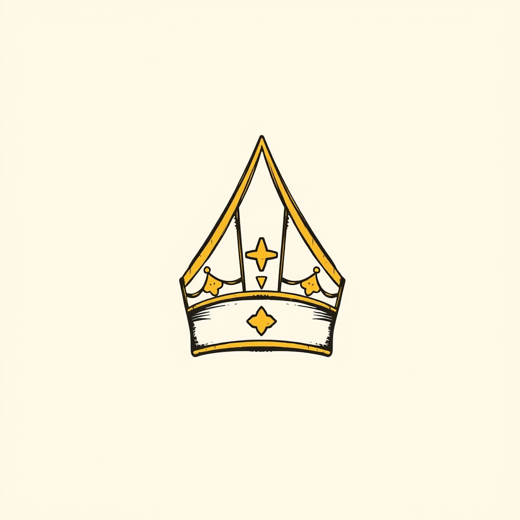 mitre with gold crown