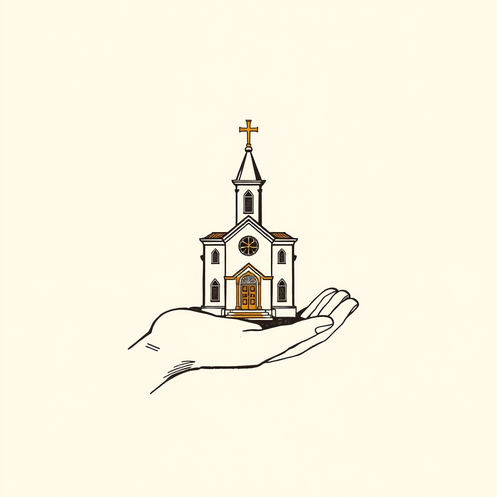 modellino di chiesa in mano