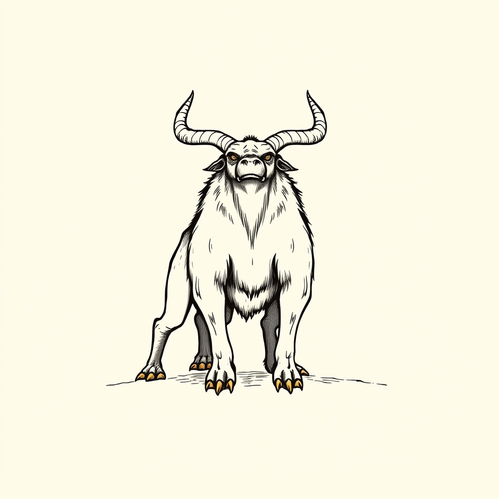 monstrous animal under his feet (paganism)
