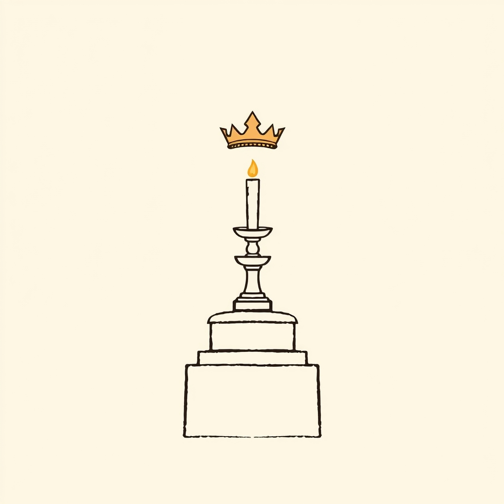 monument with raised candle and crown