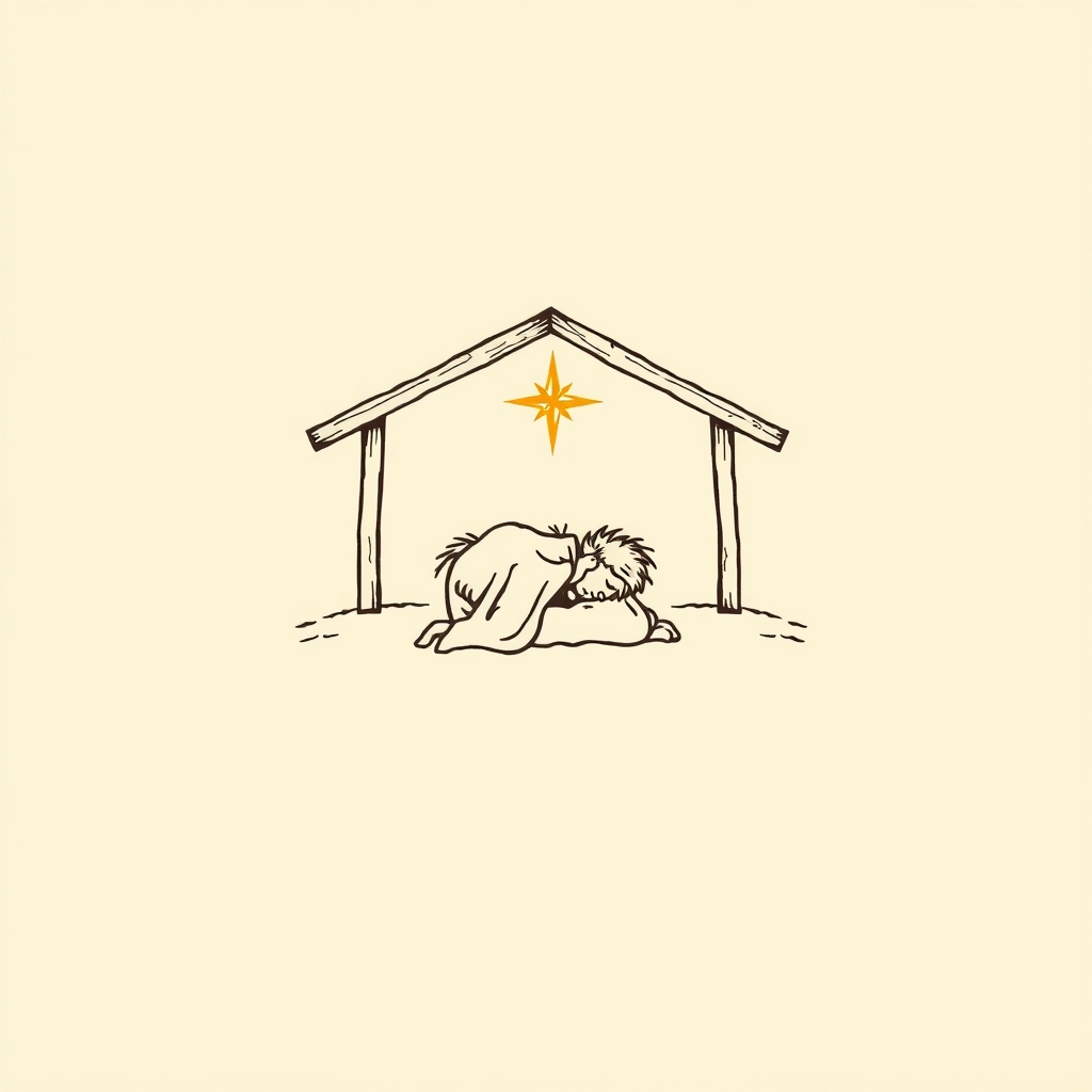prosternée devant la crèche