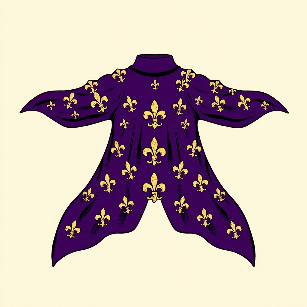 Manteau de velours violet semé de fleurs de lis