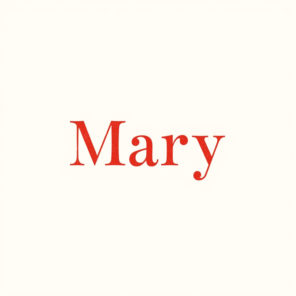 red letters (name of Mary)