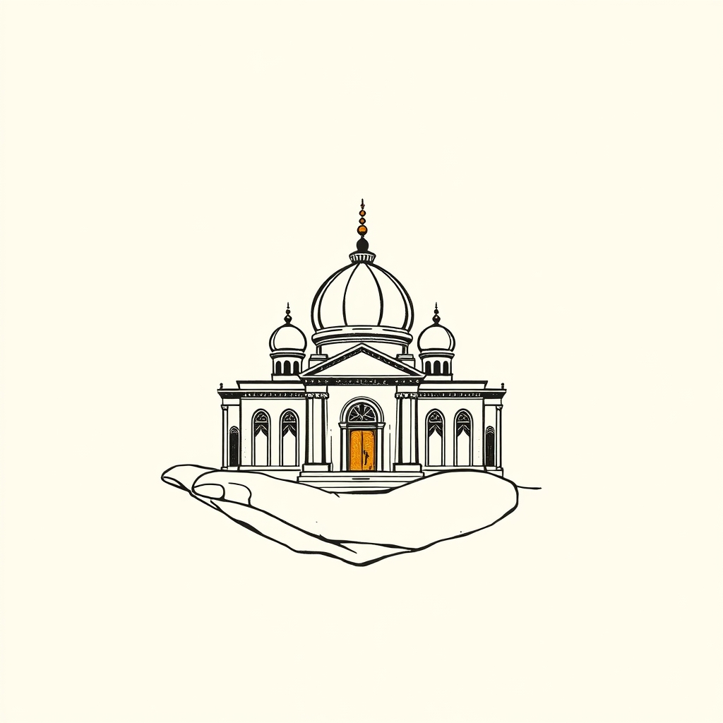 sacred building in hand