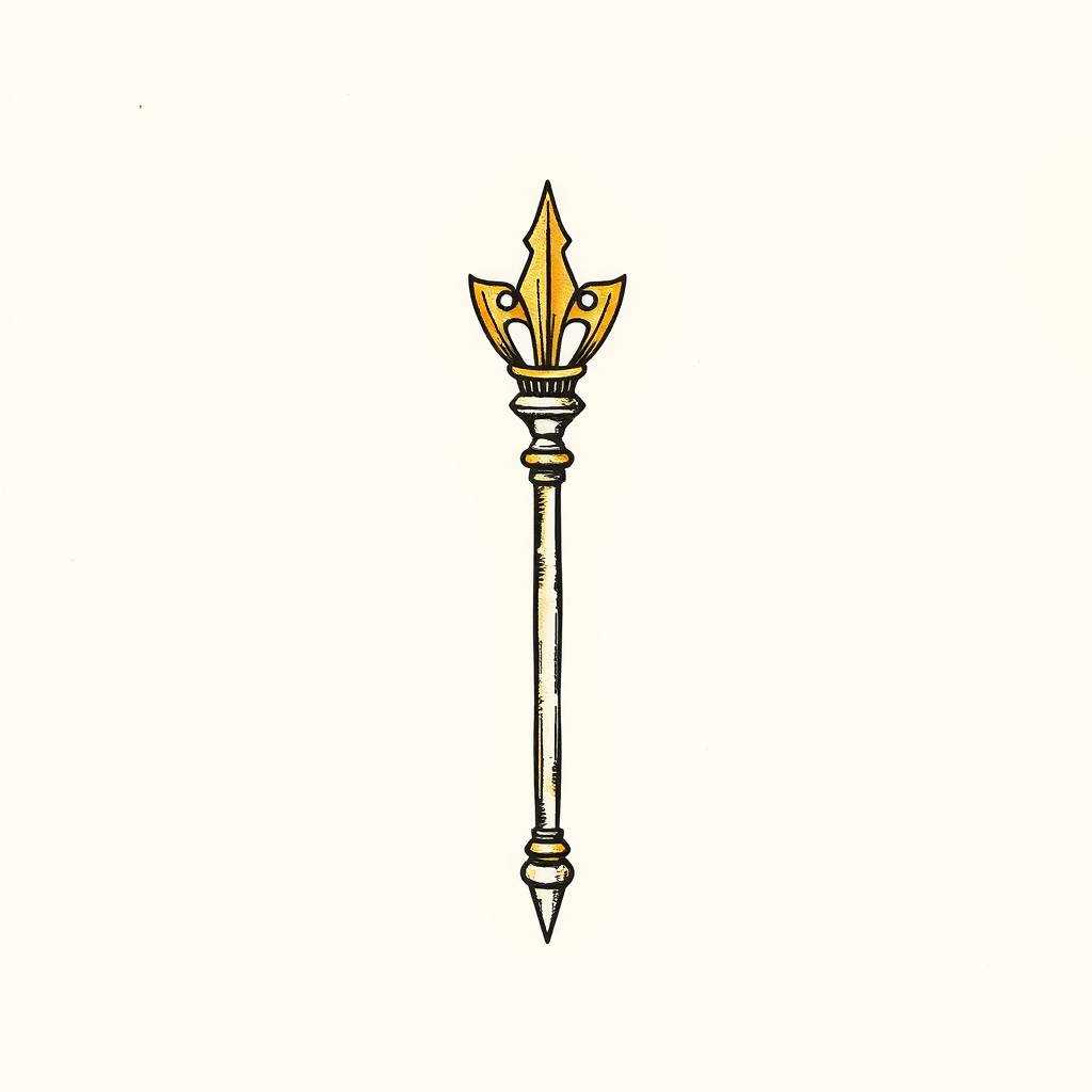 sceptre et couronne à ses pieds
