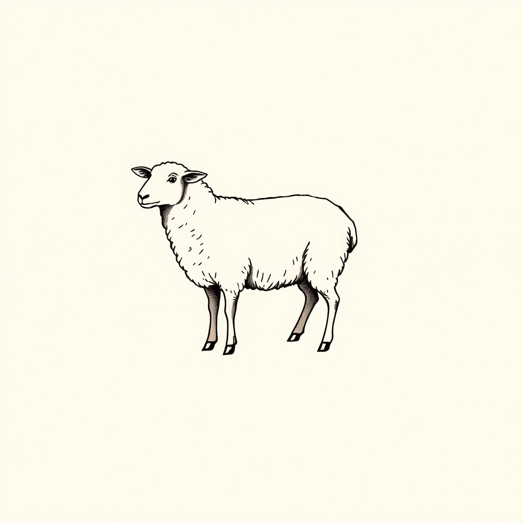 sheep at her feet