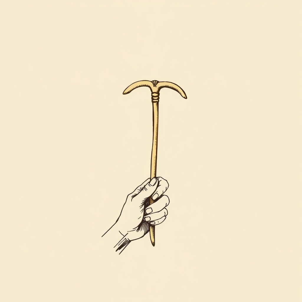 sickle in hand or suspended in the air
