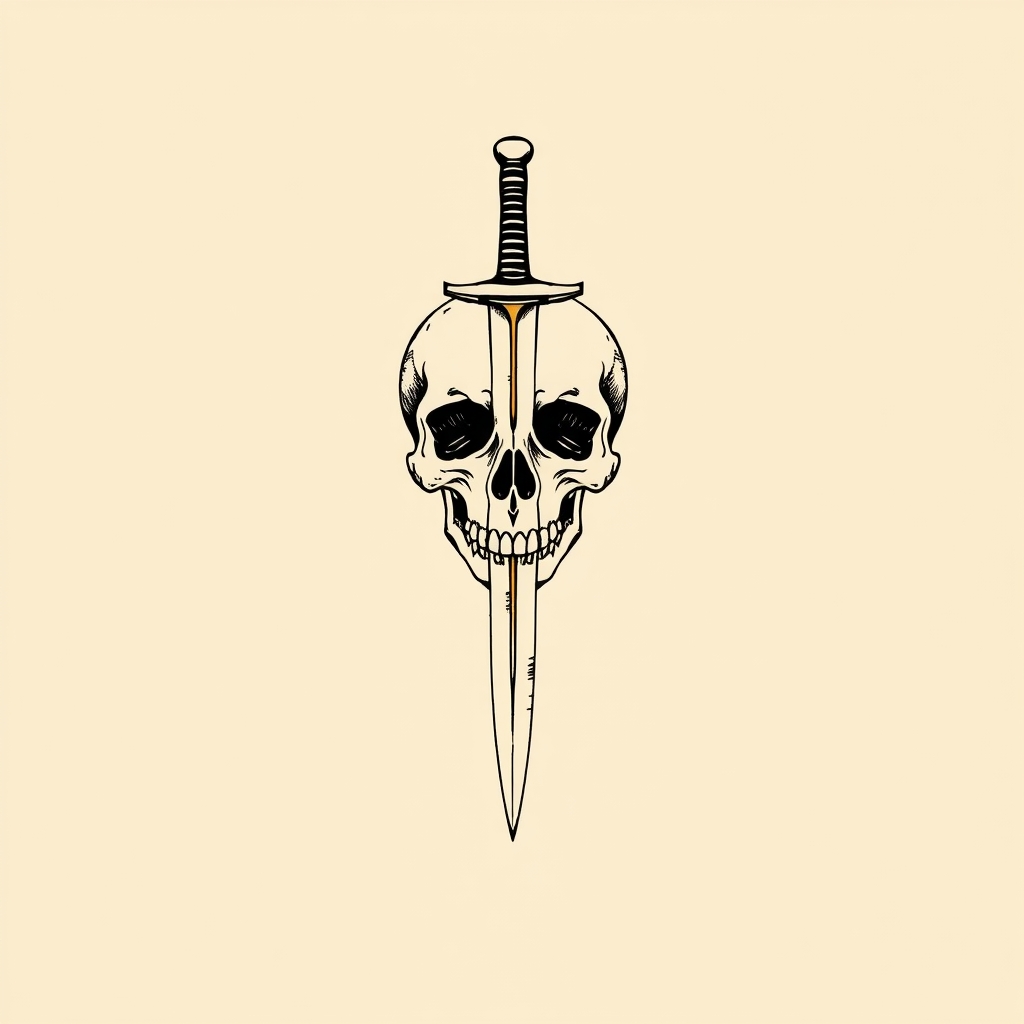 skull split by a sword