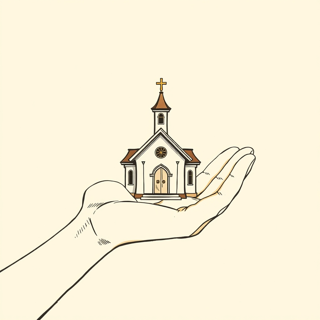 petite église sur la main