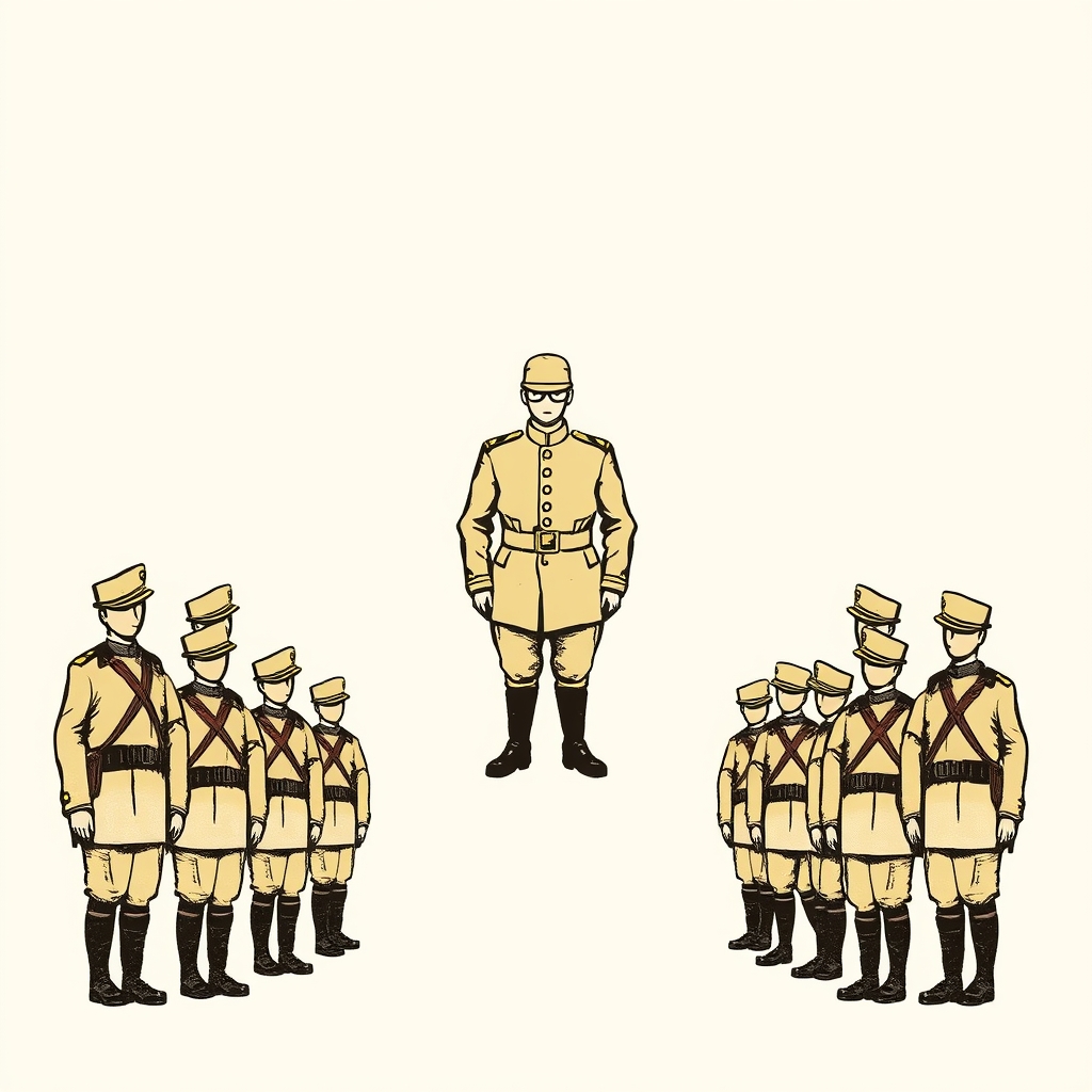 habit de soldat ou entouré de gens de guerre