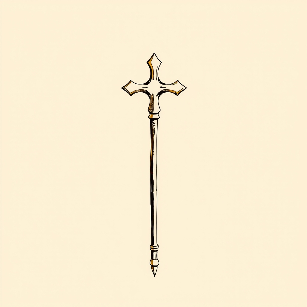 staff ending in a cross
