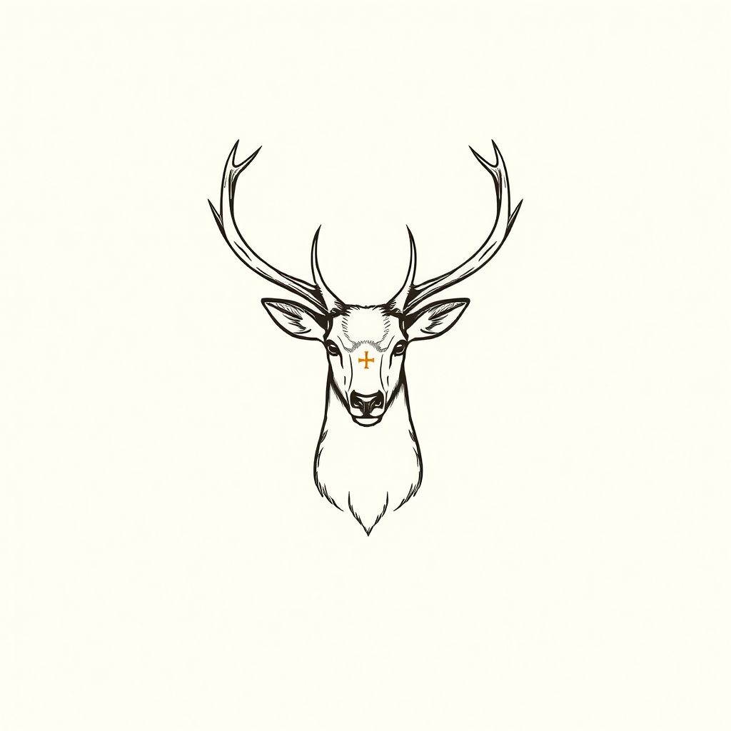 cerf avec une croix entre les bois
