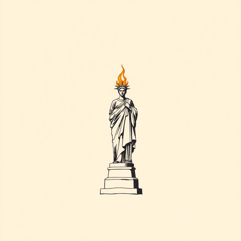 Statue noircie par les flammes