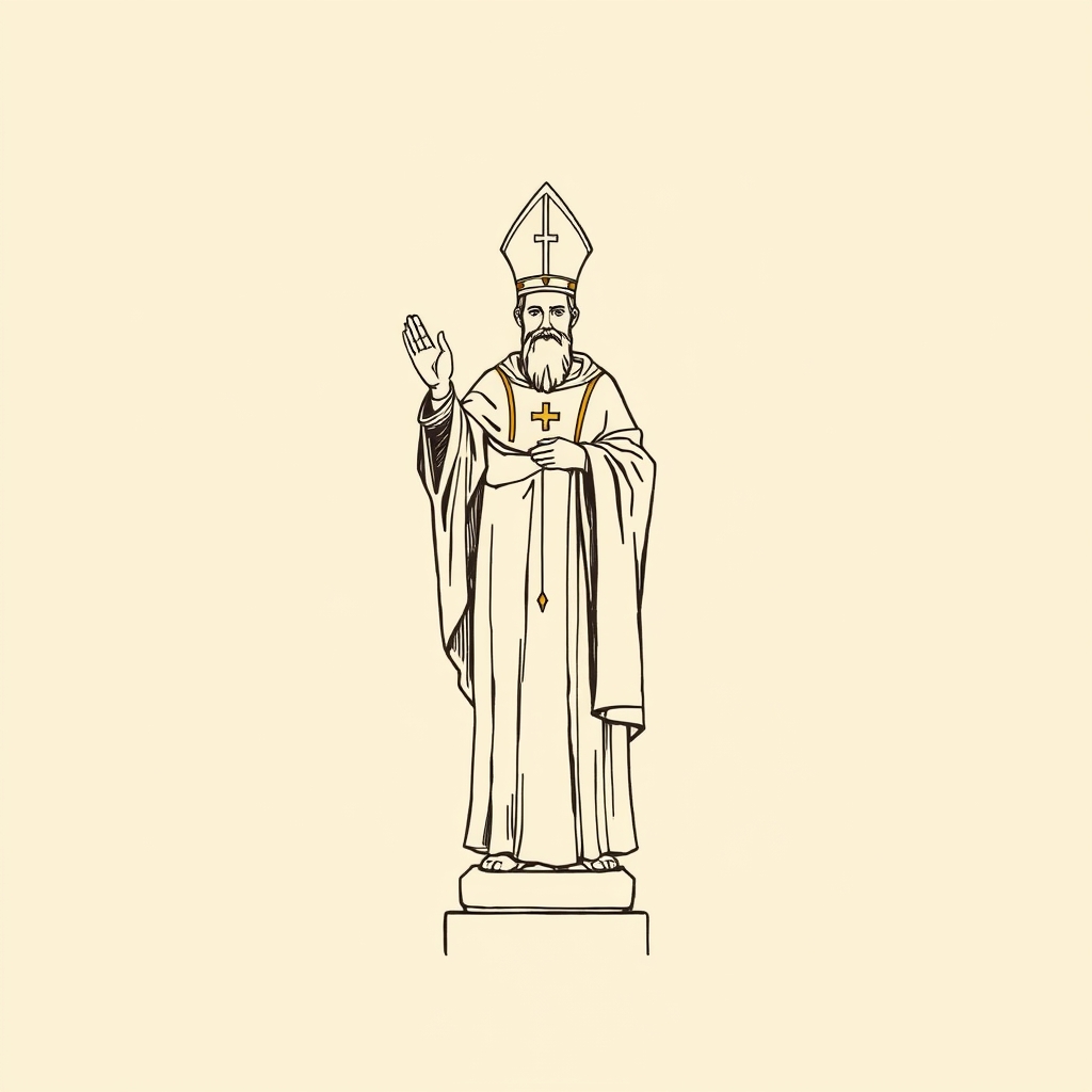 statue d'évêque bénissant