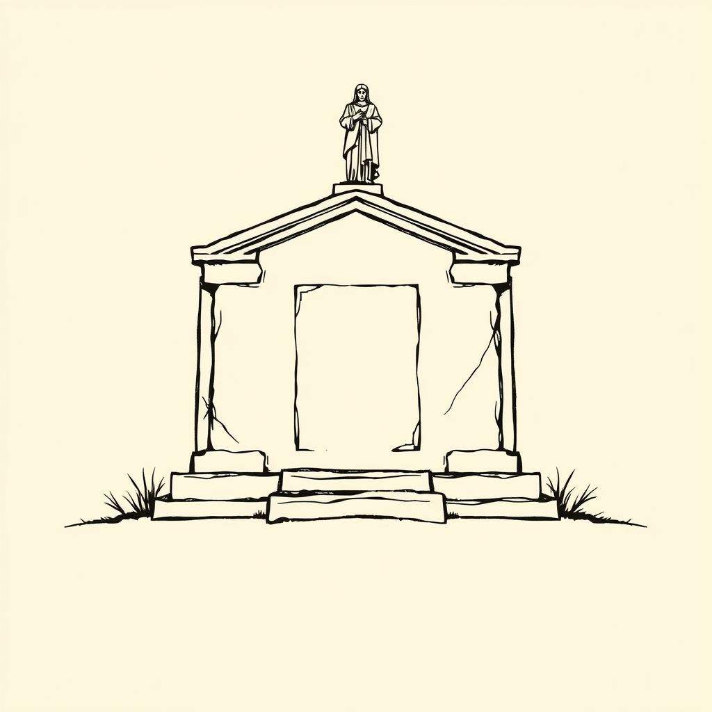 stone tomb with statue