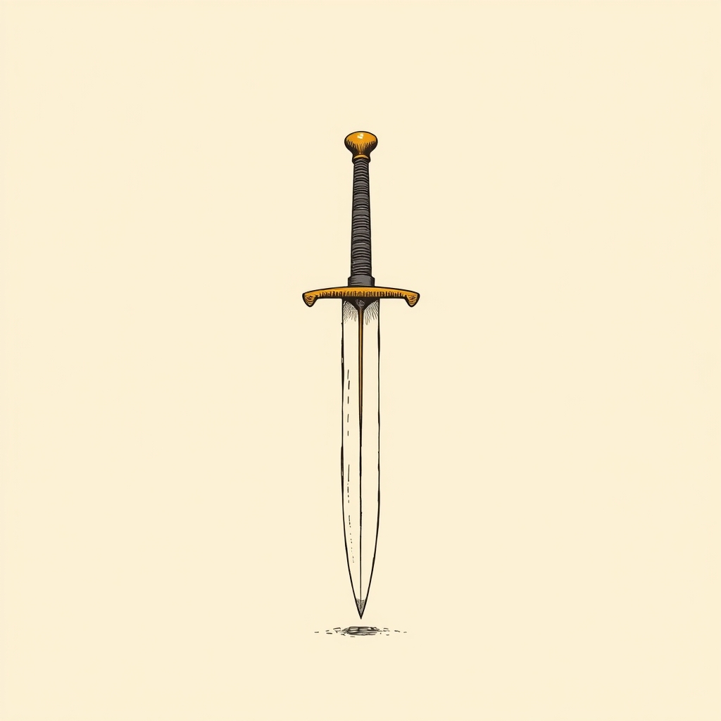 épée (parfois la pointe en terre)