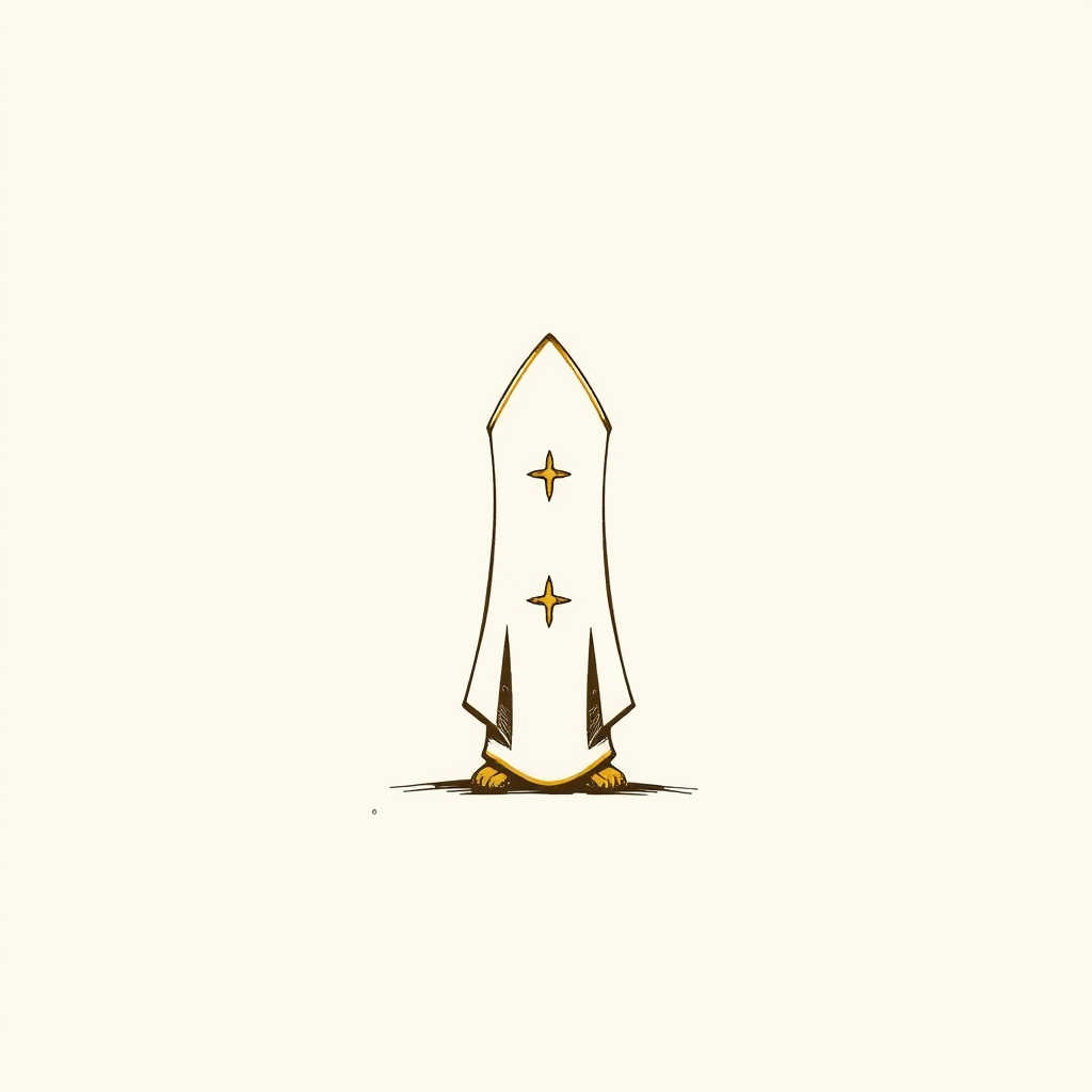 Three mitres at his feet