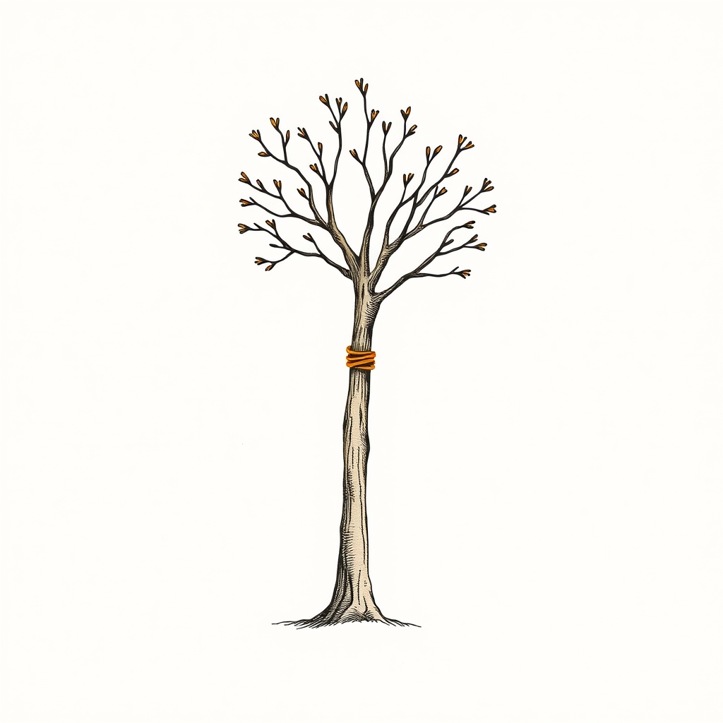 attaché à un arbre