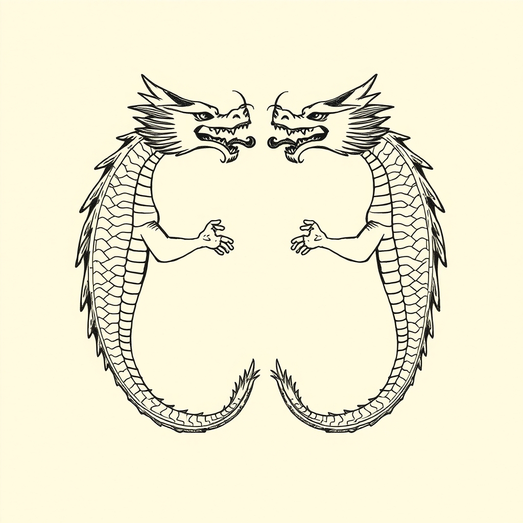 two chained dragons