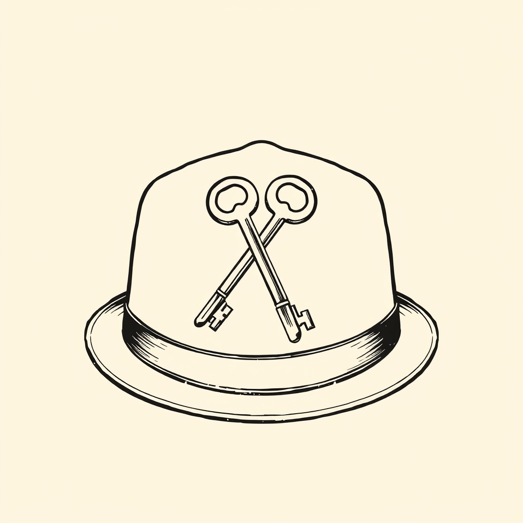 deux clés croisées sur le chapeau