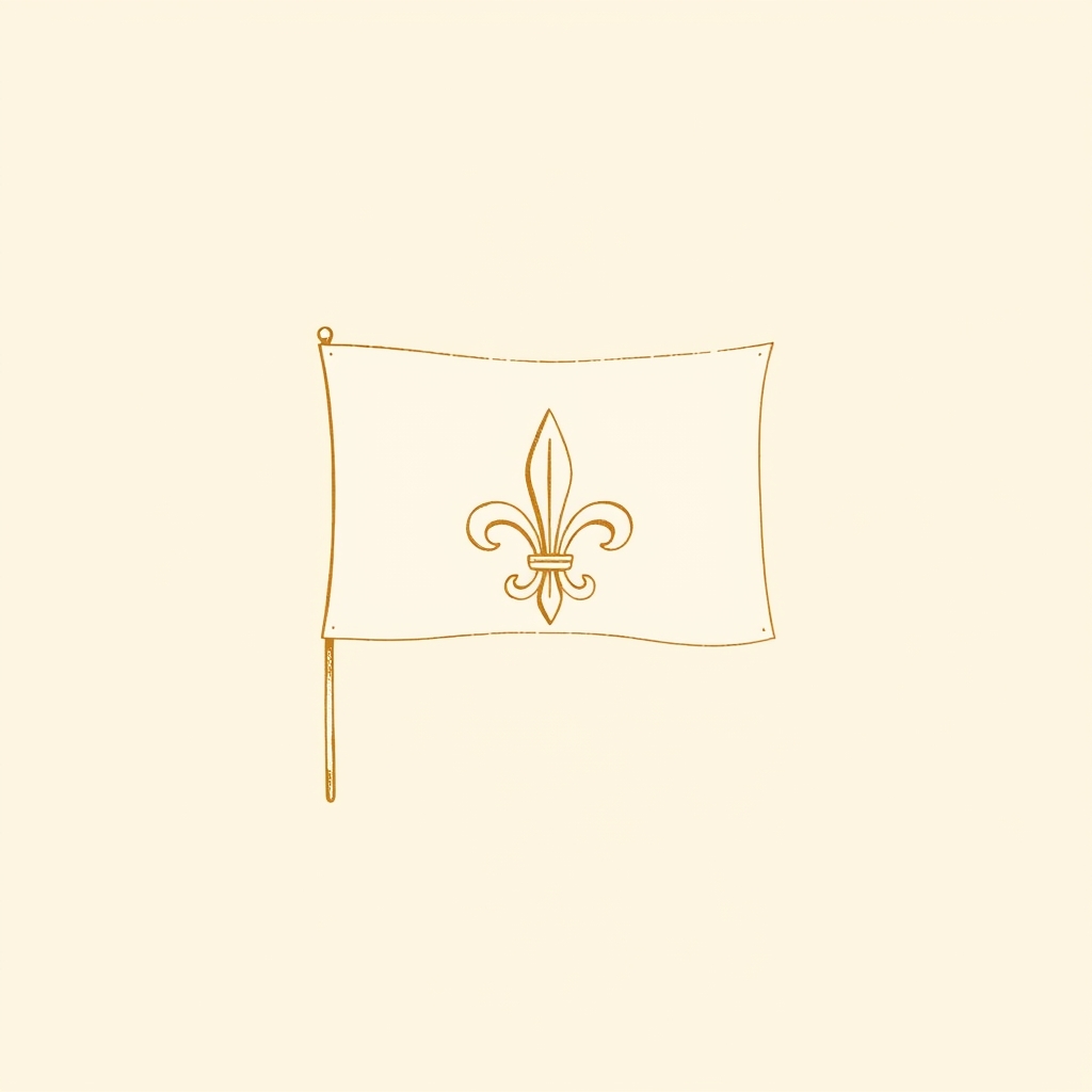 white standard with fleurs-de-lis