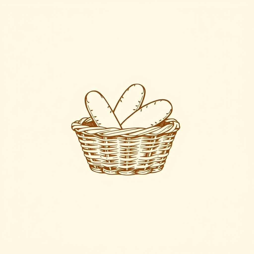 panier d'osier avec des pains