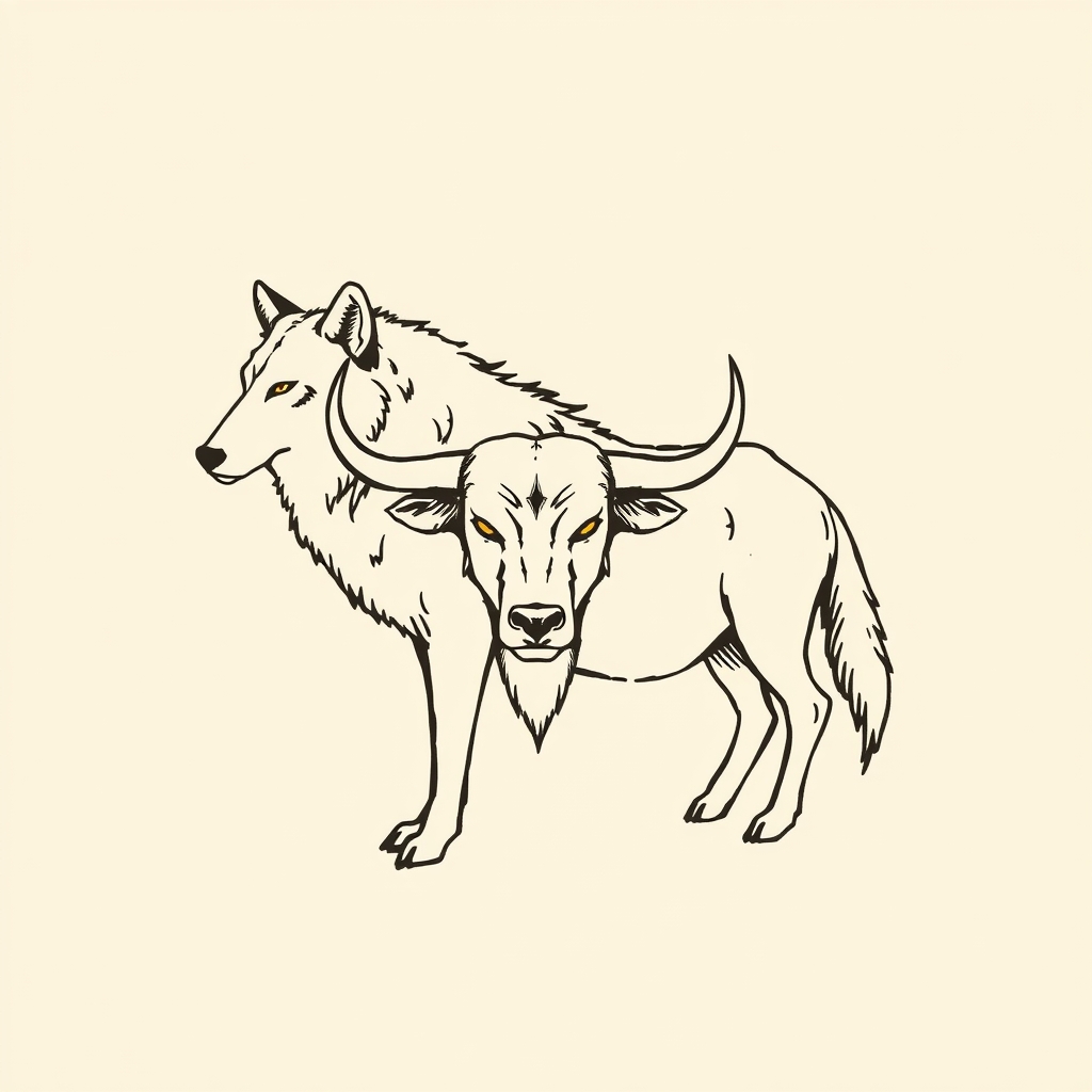 wild animals (wolf, bull)