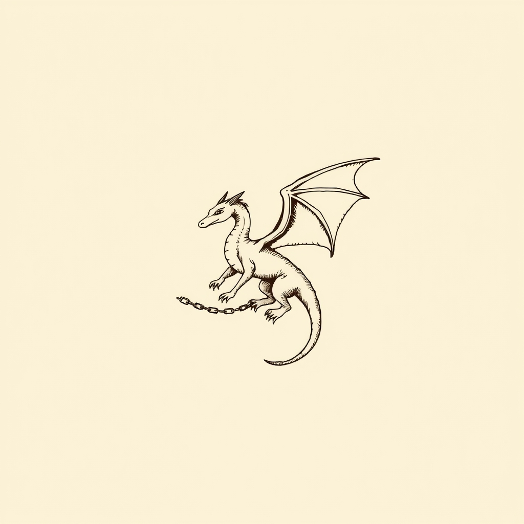 dragón alado encadenado