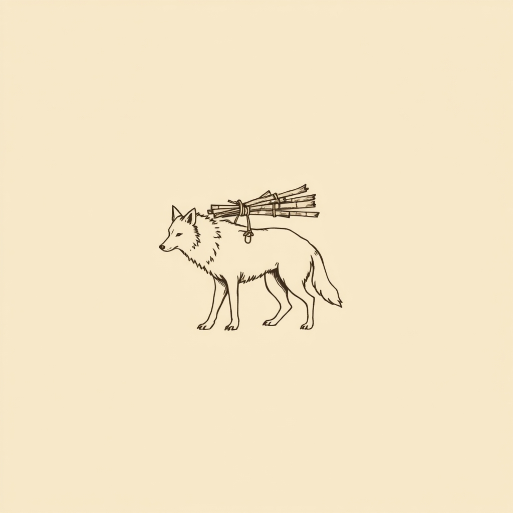 lobo cargando haces de leña