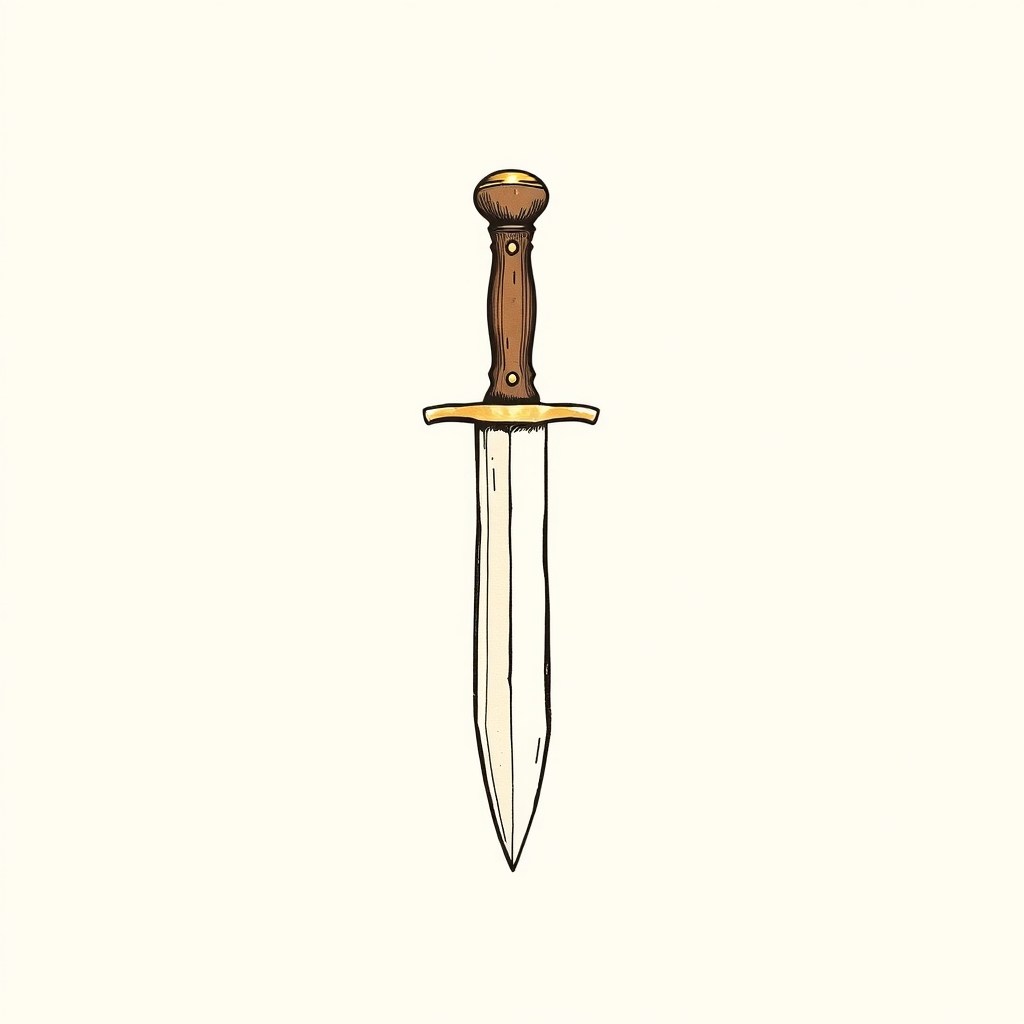 couteau ou épée de bois enfoncé dans la tête
