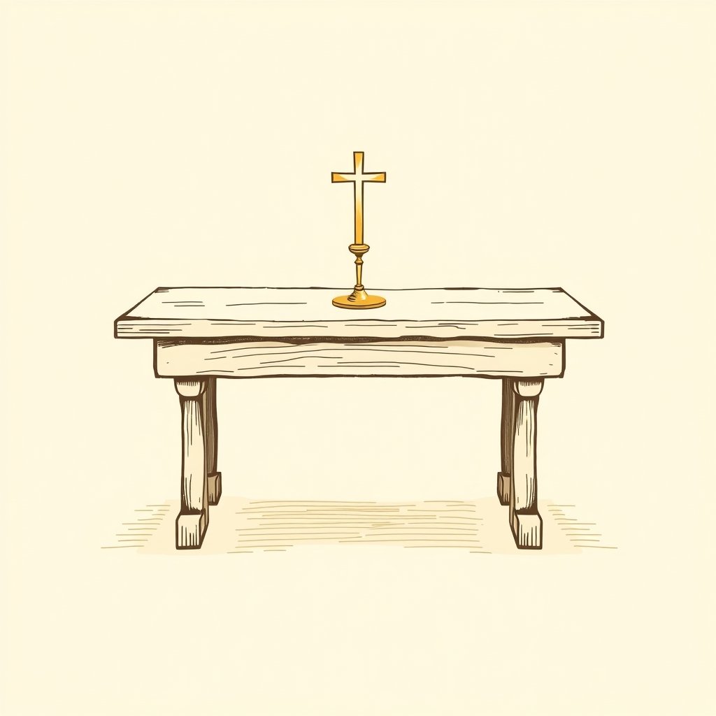table de bois (pour célébrer la messe)