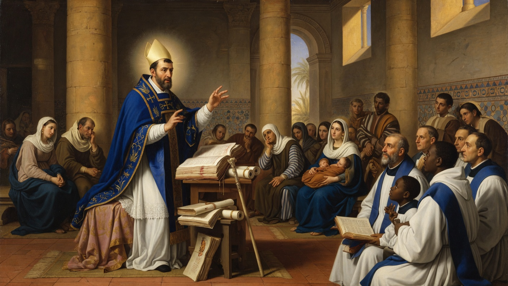 Saint Augustin eveque prechant dans la basilique d'Hippone